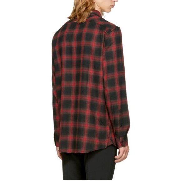 $228 Diesel Men’s Prof Shirt Long Sleeves Red Black Check Size XL - Picture 2 of 7